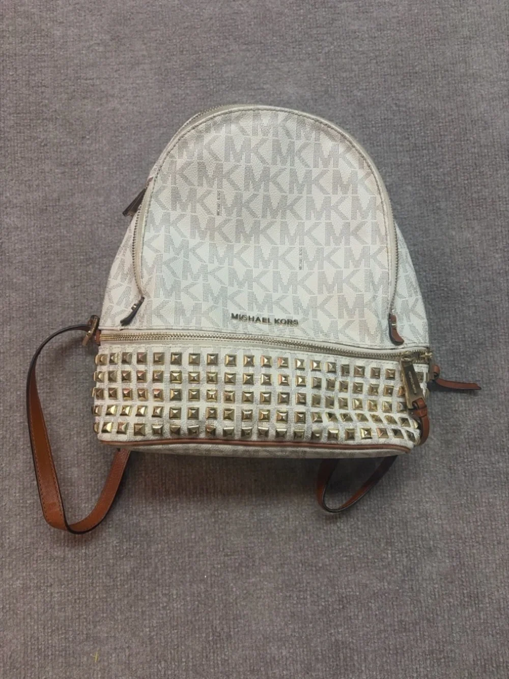 Michael Kors Studded Mini BackpackSignature Vanilla Gold Studs Small Backpack